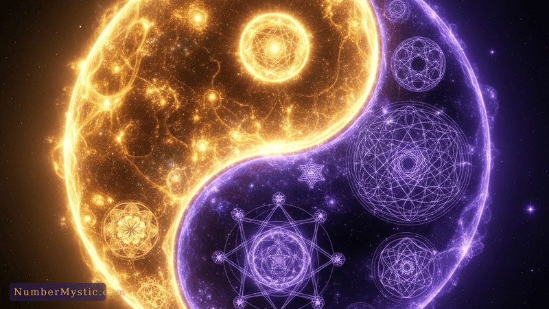 Two golden spirals intertwining representing numerology compatibility
