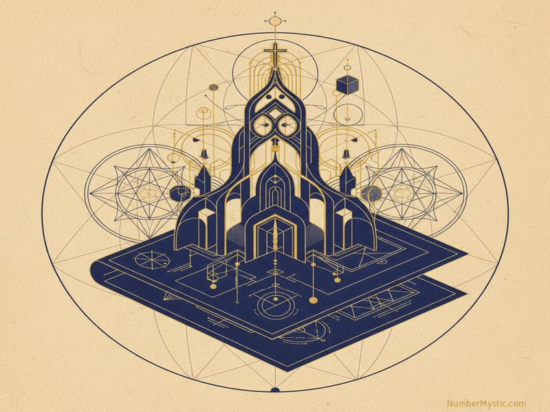 Mystical golden imagery representing life path number 22 energy