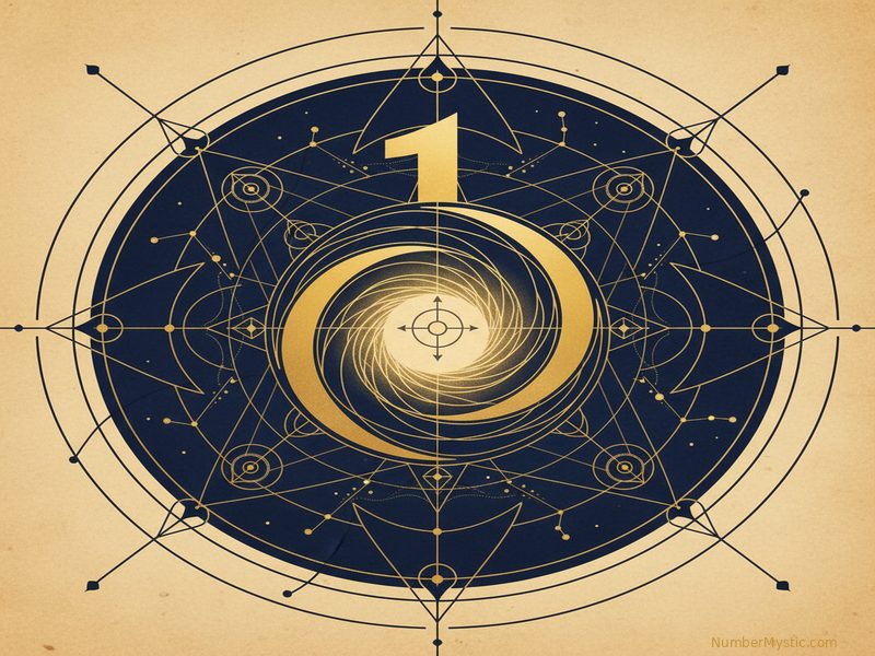 Golden circle and line representing number 10 in numerology