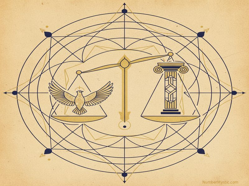 Golden flame inside geometric cage representing number 14 karmic debt