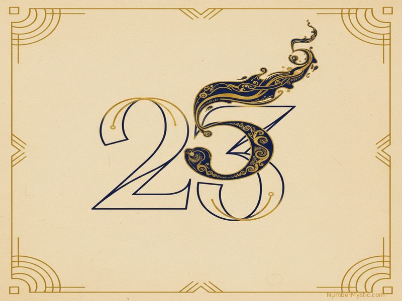 Golden tuning fork with geometric patterns representing number 23