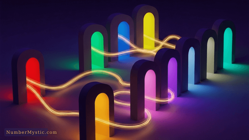 Mystical golden pathways representing life path numbers in numerology