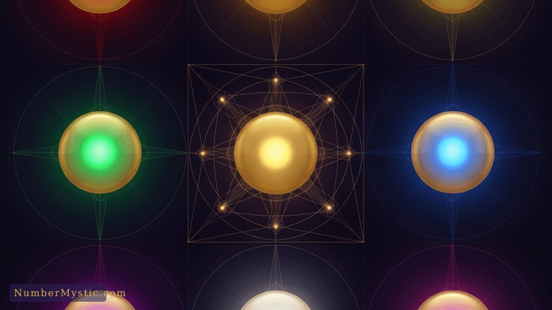 Ancient golden celestial chart with numerology patterns