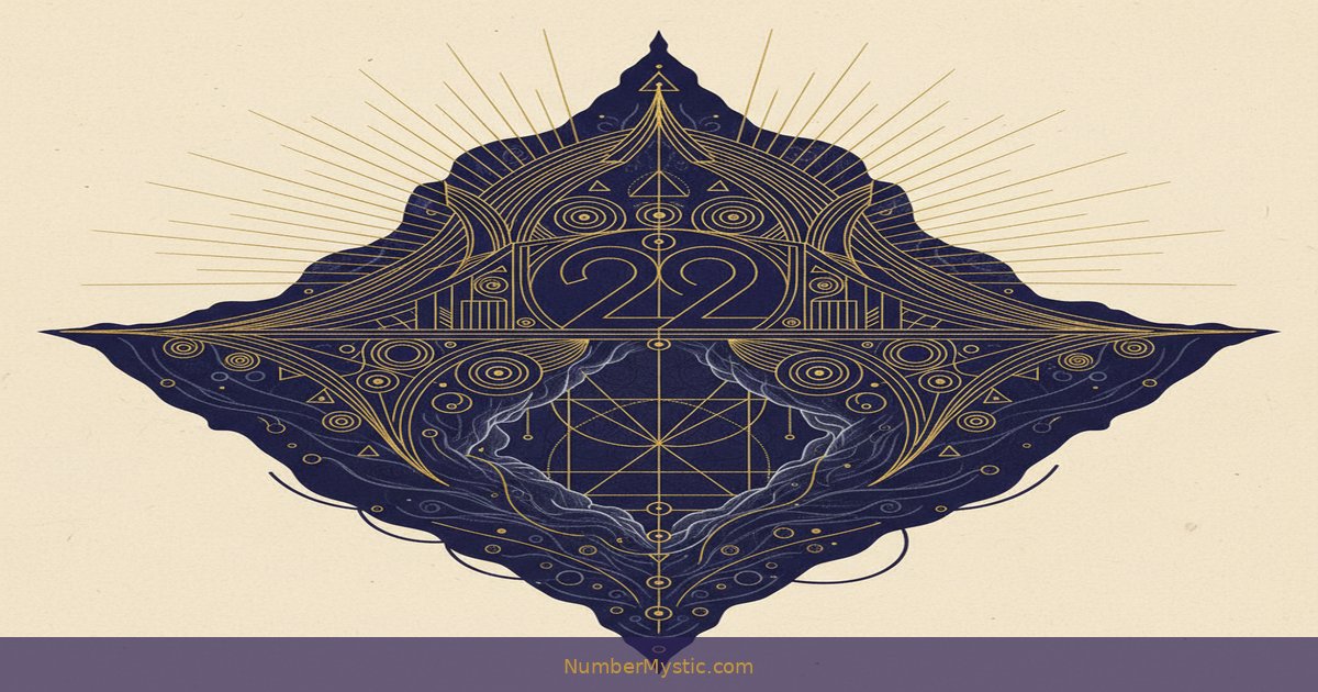 Mystical golden imagery representing life path number 22 energy