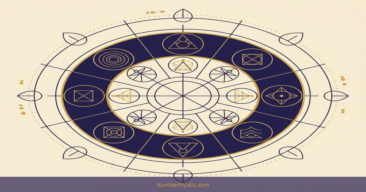 Golden clock face with nine segments representing personal year cycles