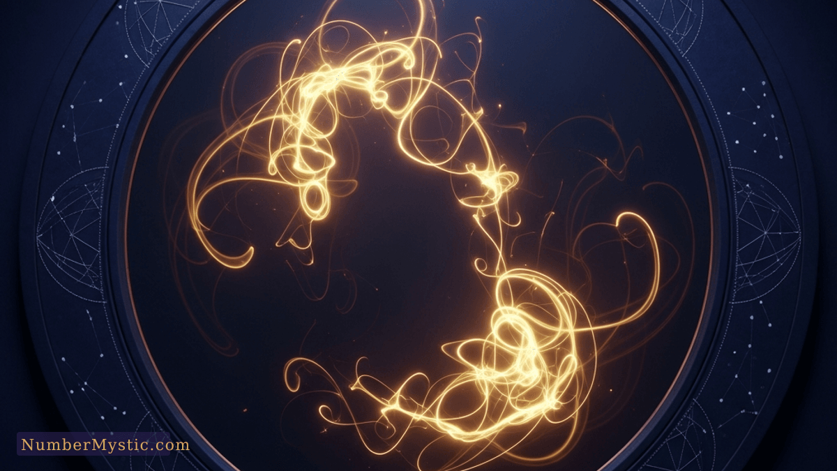 Mystical mirror reflecting golden patterns representing personality number